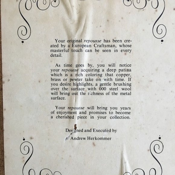 Andrew Herkommer European Antique Repousse Metal Wall Decor Vintage - Picture 3 of 8